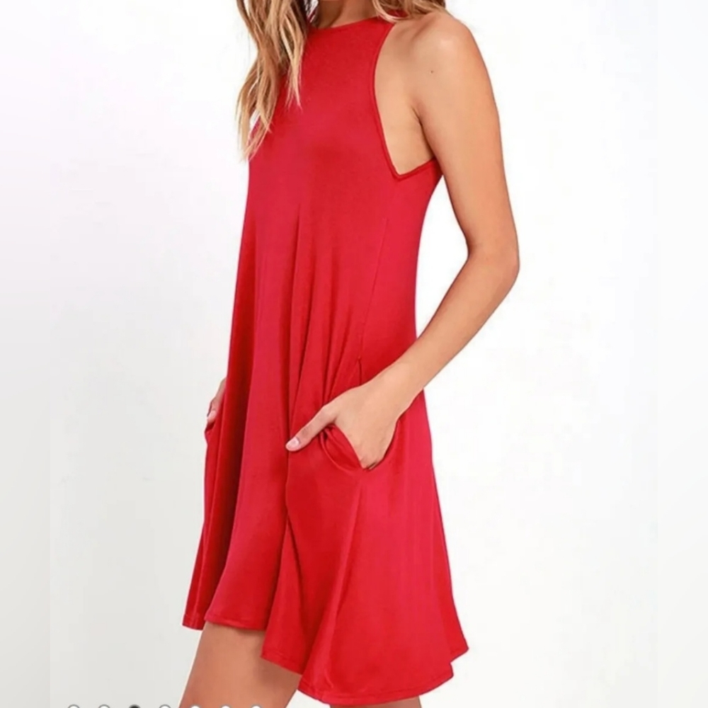 Lulu’s Tupelo Honey Berry Red Dress Size Small